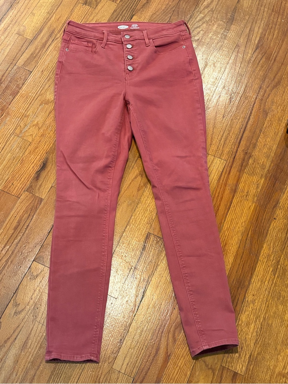 Women’s High-Rise Rockstar Super Skinny Button-Fly Slim Jeans - Dusty Rose 8